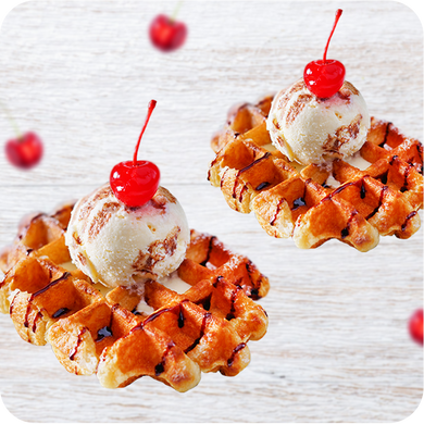 Waffles con Helado